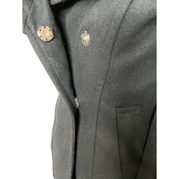 Anthropologie Love & Liberty Black Asymmetrical Belted Wrap Wool Coat Size 4 - Picture 6 of 10